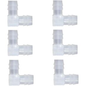 5/8" Hose Barb 90 Degree Elbow L Fitting 6Pcs, Equal Barbed Joint Splicer Mender Adapter Union Adapter for Boat Aquarium Fuel Gas Liquid Air