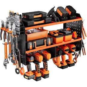 Power Tool Organizer for Drill Holder, Tool Storage Wall Mount, Storage Rack for Garage Organization, Heavy Duty Metal Tool Shelf, Orange in Saudi Arabia