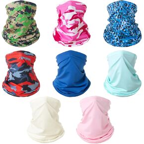 8 Pcs Cooling Neck Gaiter Face Mask Scarf Balaclava Bandana Cover Summer UV Protection Face Mask for Men Women