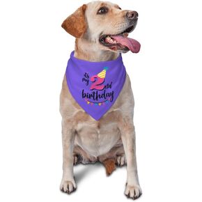 2nd Birthday Dog Birthday Bandana,Dog Birthday Party Supplies,Dog Puppy Birthday Bandana,Triangle Scarf for Pet Dog Puppy Pet Scarf Accessories (Purple)