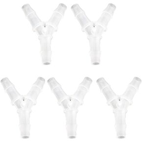 5PCS Plastic Barbed Tee Equal Y Connector 1/4 inch Hose ID Polypropylene Pipe Fitting Plastic Splicer Repair Adapter Suitable for Pharmaceutical Food and Beverage Industries laboratory