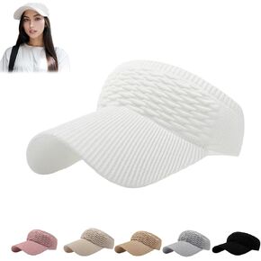 Sun Visor Hats for Women, Wide Brim Sun Hats for Women UV Protection, Ponytail Quick Drying Knitted Running Visors for Women