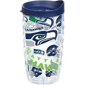 Tervis NFL Seattle Seahawks All Over Tumbler with Wrap and Navy Lid, 1 Count (Pack of 1), Classic