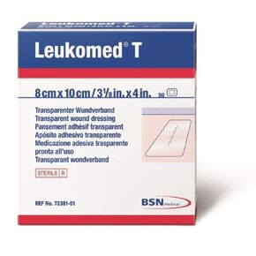 Mueller 7238102 BSN Medical Leukomed T Transparent Wound Dressing, 4.3" Width, 5.5" Length, Pack of 50