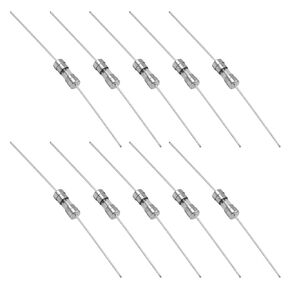 Fielect 10Pcs Glass Tube Fuses Axial with Lead Wire Slow-Blow 3.6x10mm 2.5A 250V Time Delay Fuses for Replacing or Repairing Many Home Electronics (T2.5A)