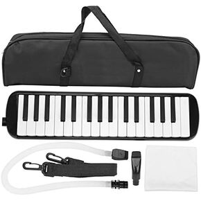 32 Key Melodica, Melodica Instrument Keyboard Piano Style with Mouthpiece Tube Sets and Carrying Bag for Kids Beginners Adults Gift Black (Red)