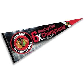 Chicago Blackhawks 6 Time Cup Champions Pennant Banner Flag