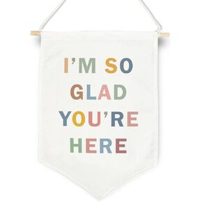 I'm So Glad You're Here Hanging Pennant Flag, Back to School Hanging Banner, Boho Rainbow Wall Décor for Kids Room Playroom Classroom, Welcome Gift for Kids