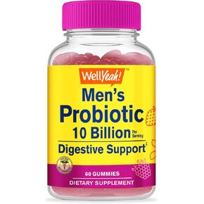 Probiotic Gummies for Men with 10 Billion CFUs, Restore Natural Digestive Balance, Reduce Gas, Bloating, and Irregularity, Gluten Free, Non-GMO, Vegetarian - 60 Gummies