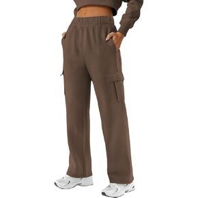 ATHMILE Womens Cargo Sweatpants Casual Baggy Fleece High Waisted Joggers Pants