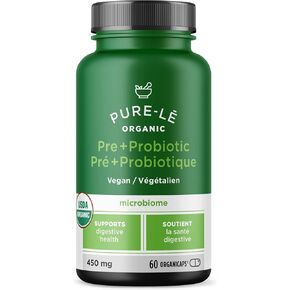 USDA Organic Prebiotic + Probiotic 60 Organicaps - Vegan Certified Organic Kosher Complete Daily Digestive Support. All Natural - Ultra Premium Digestive Dietary Supplement.