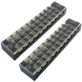 uxcell 2 Pcs Plastic Cover 10 Position Terminal Block Barriers 600V 25A