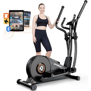 pooboo Elliptical Machine, Elliptical Exercise Machine with 16-Level Resistance&Hyper-Quiet Magnetic Driving System, Elliptical Machine for home with LCD Monitor&15.5IN Stride, 400LBS Weight Capacity