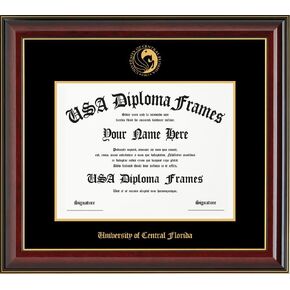 -University of Central Florida Licensed Diploma Frame - Only Fits 8.5" x 11" Bachelor's Degree - Cherry Mahogany Gold Trim Glossy with Black Suede Matting