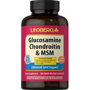 Glucosamine Chondroitin MSM Capsules | 180 Count | Advanced Joint Support | Non-GMO, Gluten Free Supplement | by Lindberg