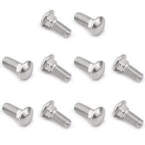 MroMax 10PCS Carriage Bolts M6x30mm Half Round Head Square Neck Bolt Fasteners 304 Stainless Steel Neck Carriage Bolt Silver Tone
