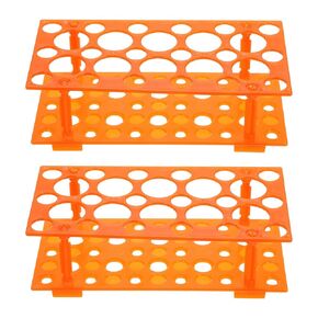 PATIKIL 100 Wells Tube Rack, 2 Pcs Vial Rack Double layer multifunction Centrifuge Tube Holder for Microcentrifuge Tubes 10/15/50ml, Orange