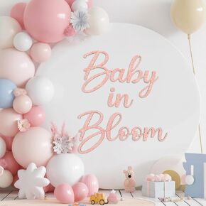 Baby in Bloom Wooden Sign for Baby Shower Party Decor Girl or Boy Gender Reveal Party Supplies (Gold)