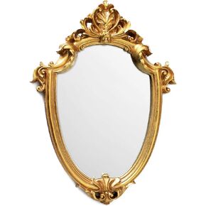 Vintage Gold Resin Frame Decorative Wall Mirror Small 12.5x9 in