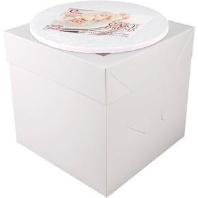 Cakebon Cake Boxes with Cake Drums (White, 12 inch) 1/2" Thick (1-pack) - Cake Boxes 12 Inch for Birthdays, Weddings and Christmas Parties - Cake Boxes with Window