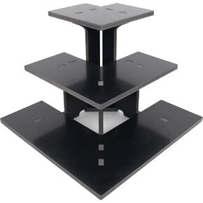 WANLIAN 3-Tier Corner Retail Table Display Stand, Portable Display Rack Shelves for Vendors, Craft Shows, Farmers Market, Pop Up Shop Countertop Black Risers for Display, Soap, Candles, Tumblers
