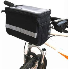 Bicycle Basket, MOOZO 3.5L Bike Handlebar Bag Cycling Basket Front Frame Tube Bag Pannier with Touchscreen Operation Transparent PVC Pouch & Silver Grey Reflective Stripe for Mountain MTB Road Bike