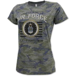 United States Air Force Ladies Vintage Camo Stencil T-Shirt