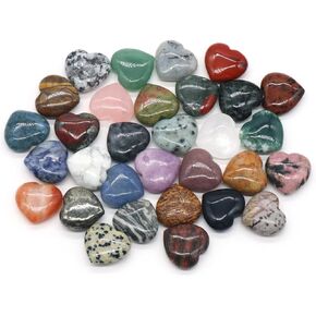 LE SKY 20 Pcs Natural Decorative Stones No Hole Heart Shape Healing Crystal Agate Chakra Beads for Home Jewelry Ornament