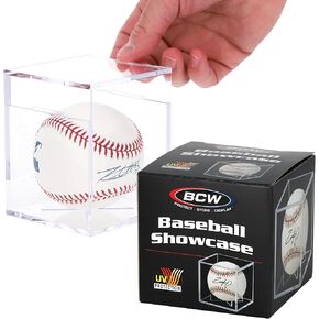 BCW Baseball Showcase | UV Protected | Fits MLB, Minor League, Little League Baseballs | Clear Display Case for Autographed Baseball | Easy Assembly - Home, Office, Sports Memorabilia (1 Pack)