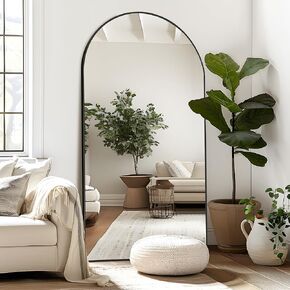 NicBex 76" x 35" Oversized Full Length Mirror with Stand, Black Arched Full Body Mirror, Aluminum Alloy Frame Floor Mirror Full Length - Free Standing, Hanging or Leaning Against Wall