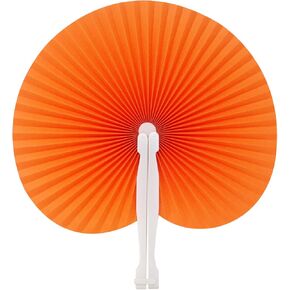 Honbay 12PCS Folding Handheld Paper Fans Birthday Wedding Party Round Shaped Accordion Fans Party Favors (Orange)