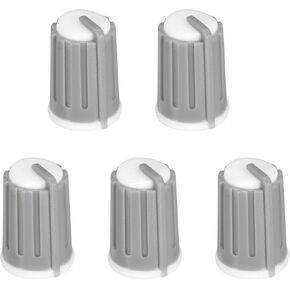 MECCANIXITY Potentiometer Control Knob ABS Guitar Knob for Electric Guitar Power Amplifiers Stereos,Bass Volume Tone 6mm D Type Shaft 270 Degrees Grey White 5PCS