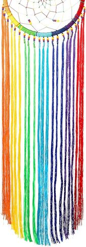 OMA Rainbow Chakra Dream Catcher متعدد الألوان Boho Hippie Style Dreamcatcher ديكور معلق على الحائط مصنوع يدويًا - 30 بوصة طول × 5 بوصة قطر (حلزوني) in Kuwait