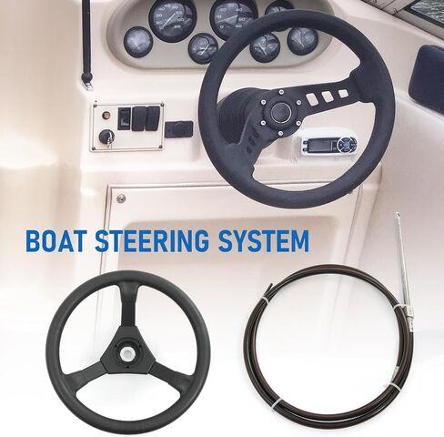 Boat Steering System, Outboard Steering System Kit With 10Ft Boat Steering Cable, 13.5 Inch Steering Wheel in Saudi Arabia