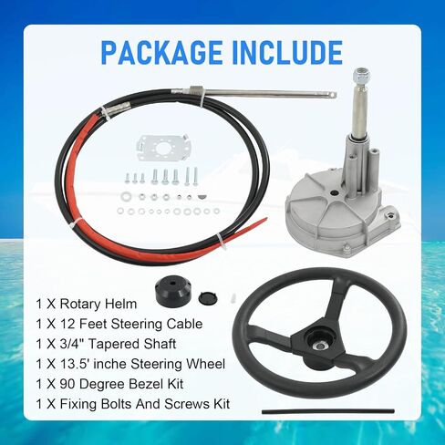 Boat Steering System, Outboard Steering System Kit With 10Ft Boat Steering Cable, 13.5 Inch Steering Wheel in Saudi Arabia