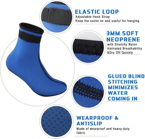 RTDEP Neoprene Socks, 3MM Water Socks, Diving Socks for Women Men,Water Resistant Wetsuit Socks,Wetsuit Boots Sand Socks in Kuwait