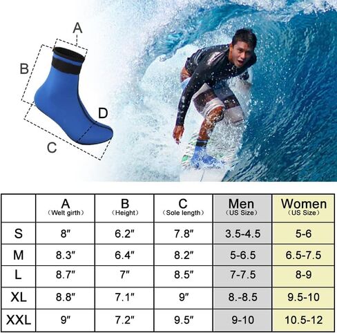 RTDEP Neoprene Socks, 3MM Water Socks, Diving Socks for Women Men,Water Resistant Wetsuit Socks,Wetsuit Boots Sand Socks in Kuwait