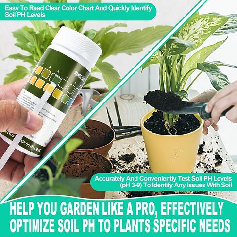 مجموعة اختبار درجة حموضة التربة 100 قيراط (3.5-9.0) - شرائط اختبار درجة حموضة التربة لاختبار حموضة التربة وقلوية خضروات العشب في الحديقة، جهاز اختبار درجة حموضة التربة لتربة الحديقة، سهل الاستخدام للحصول على نتائج سريعة ودقيقة in Kuwait