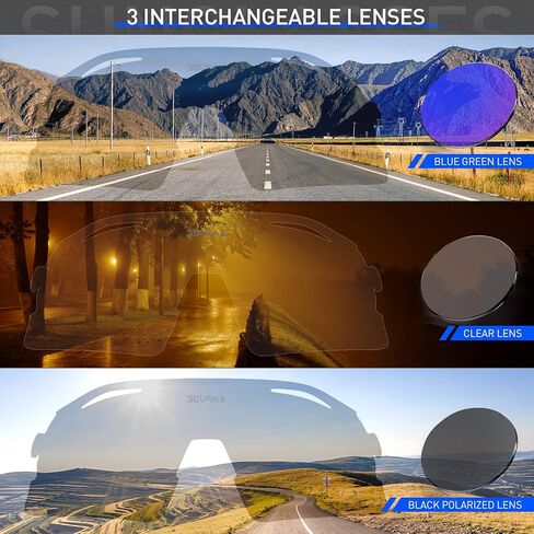 نظارات ركوب الدراجات المستقطبة من KAPVOE مع 3 عدسات قابلة للتبديل، نظارات شمسية رياضية لركوب الدراجات والبيسبول والجولف للرجال والنساء in Kuwait