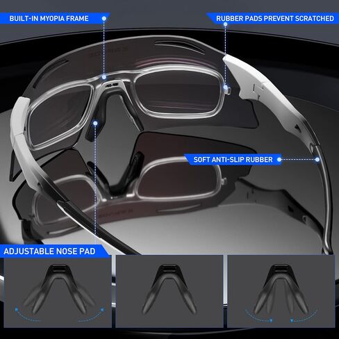 نظارات ركوب الدراجات المستقطبة من KAPVOE مع 3 عدسات قابلة للتبديل، نظارات شمسية رياضية لركوب الدراجات والبيسبول والجولف للرجال والنساء in Kuwait