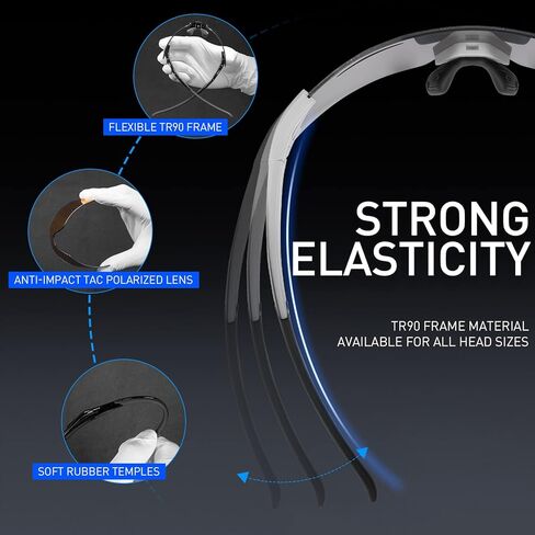 نظارات ركوب الدراجات المستقطبة من KAPVOE مع 3 عدسات قابلة للتبديل، نظارات شمسية رياضية لركوب الدراجات والبيسبول والجولف للرجال والنساء in Kuwait