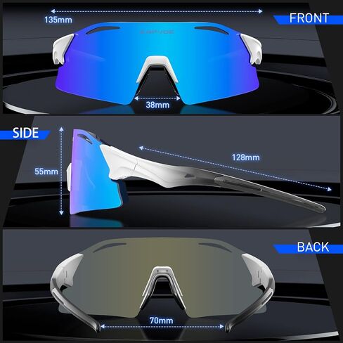 نظارات ركوب الدراجات المستقطبة من KAPVOE مع 3 عدسات قابلة للتبديل، نظارات شمسية رياضية لركوب الدراجات والبيسبول والجولف للرجال والنساء in Kuwait