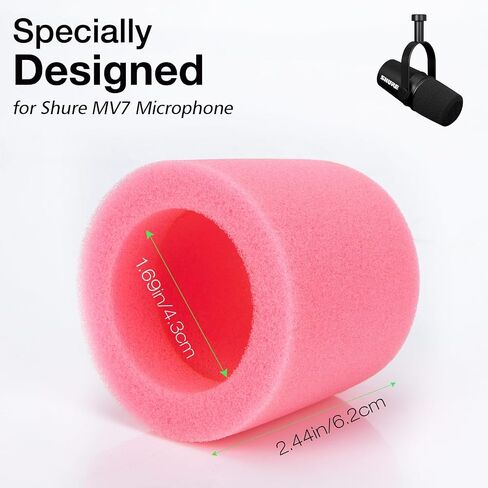 MV7 Pop Filter for Shure Mic - Microphone Cover Compatible with Shure mv7, Soundproofing Noise Reduction, Improving Sound Quality, Pop Filter for Shure Microphone by SUNMON（Pink） in Saudi Arabia