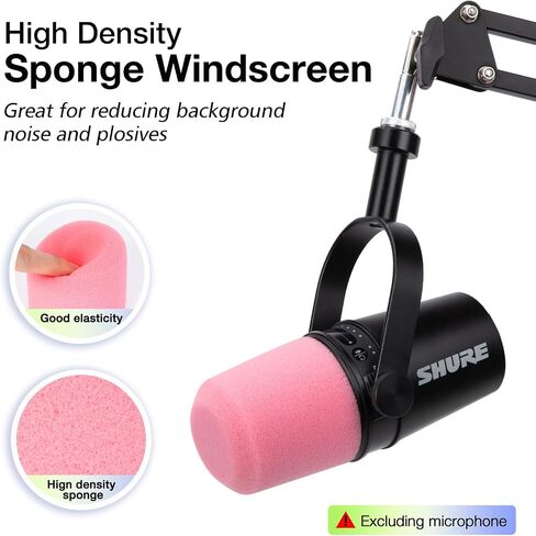 MV7 Pop Filter for Shure Mic - Microphone Cover Compatible with Shure mv7, Soundproofing Noise Reduction, Improving Sound Quality, Pop Filter for Shure Microphone by SUNMON（Pink） in Saudi Arabia