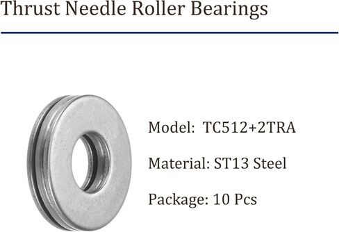 10pcs TC512 Thrust Needle Roller Bearings - [5/16" Bore x 3/4" OD x 5/64" Thick] Bearing with 65Mn Washers for Conveying Equipment, Chromium Steel in Saudi Arabia