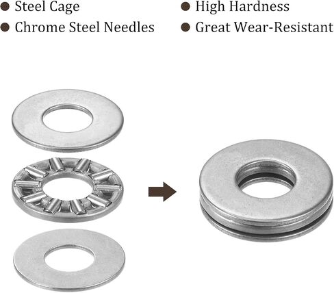 10pcs TC512 Thrust Needle Roller Bearings - [5/16" Bore x 3/4" OD x 5/64" Thick] Bearing with 65Mn Washers for Conveying Equipment, Chromium Steel in Saudi Arabia