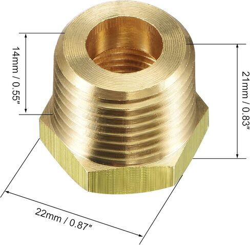 uxcell Brass Pipe Fitting Reducer Adapter 1/2" NPT Male x 1/4" NPT Female for Water Oil Air Pressure Gauge Temp Sensor in Saudi Arabia
