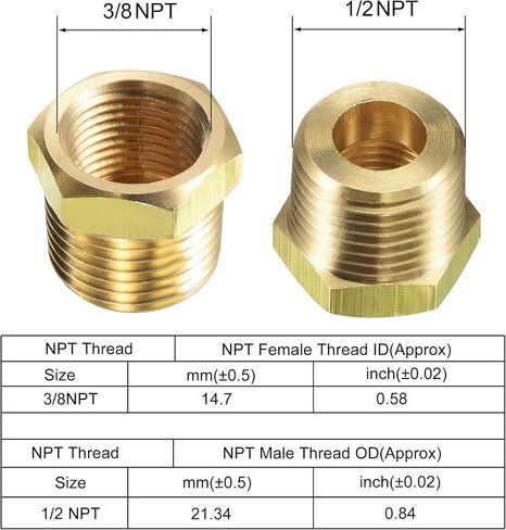 uxcell Brass Pipe Fitting Reducer Adapter 1/2" NPT Male x 1/4" NPT Female for Water Oil Air Pressure Gauge Temp Sensor in Saudi Arabia