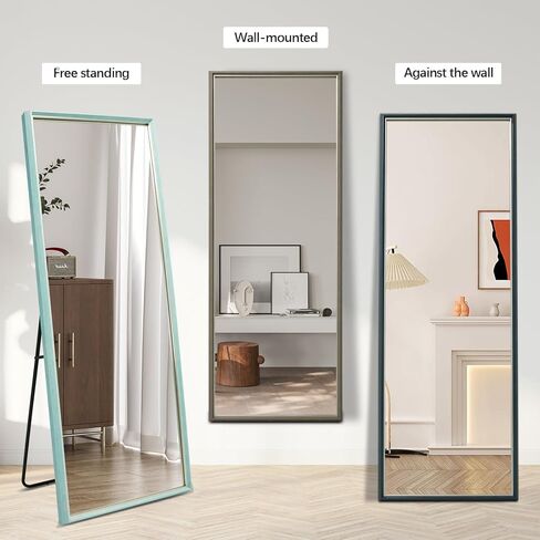 مرآة كاملة الطول مقاس 65 بوصة × 22 بوصة، تقف معلقة متكئة على الحائط مرآة كبيرة على الأرض مرآة مثبتة على الحائط لغرفة النوم وغرفة المعيشة وغرفة الملابس، أزرق فاتح in Kuwait