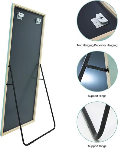 مرآة كاملة الطول مقاس 65 بوصة × 22 بوصة، تقف معلقة متكئة على الحائط مرآة كبيرة على الأرض مرآة مثبتة على الحائط لغرفة النوم وغرفة المعيشة وغرفة الملابس، أزرق فاتح in Kuwait